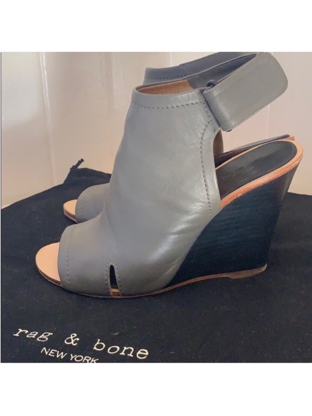rag & bone Wembley Leather Wedges in Taupe